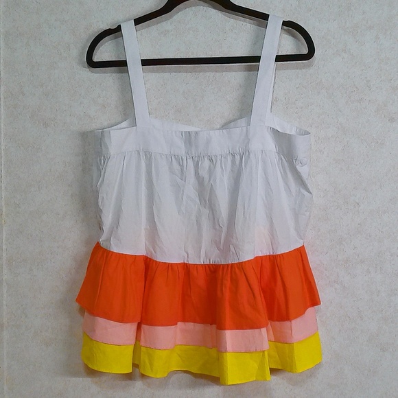 NWT English Factory Multi Color Tank, Ruffles Side Zip 100 % Cotton Size Large - Picture 2 of 6